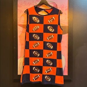 QOS NEW! Orange/Navy Football Dress Size: Small